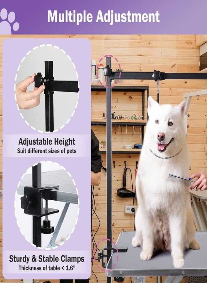 AGESISI H-Shape Dog Grooming Arm with Clamp, Heavy Duty Pet Grooming Table Arm with Loop Noose, 32" Height Adjustable and 34" - 50" Width Adjustable for Large & Medium & Small Pets, Black - Image 3